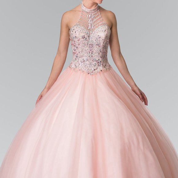 Halter Neck Ballgown Shape Evening Dress GSGL2308